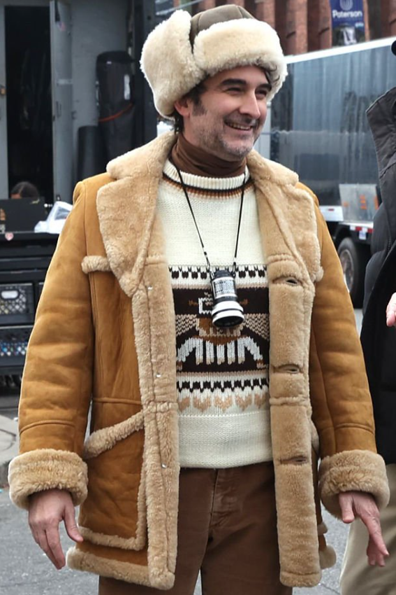 Jay Duplass I Play Rocky Suede Shearling Leather Jacket - Image 1